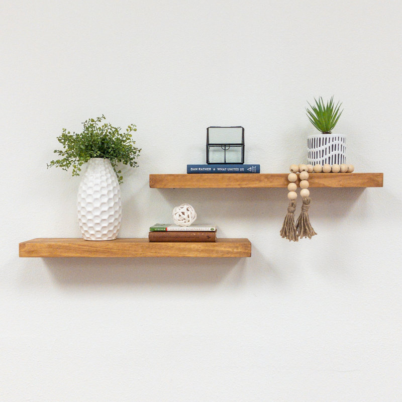 Gracie Oaks Evonne 2 Piece Pine Solid Wood Floating Shelf & Reviews